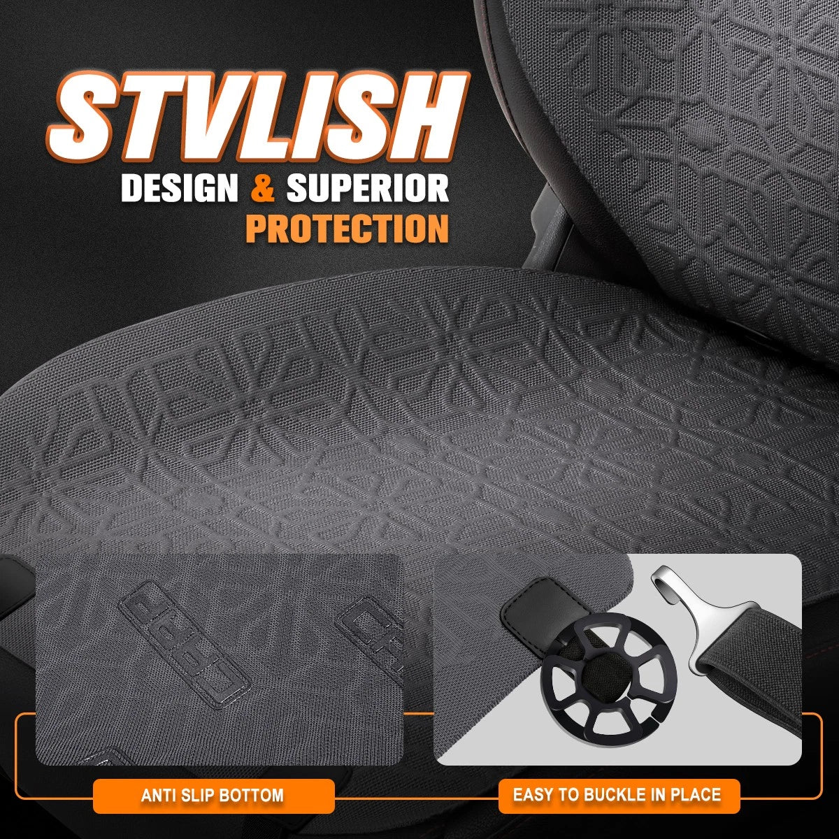Front Row Bucket Seat Cover for Universal Vehicles (Protex Series, Grey)