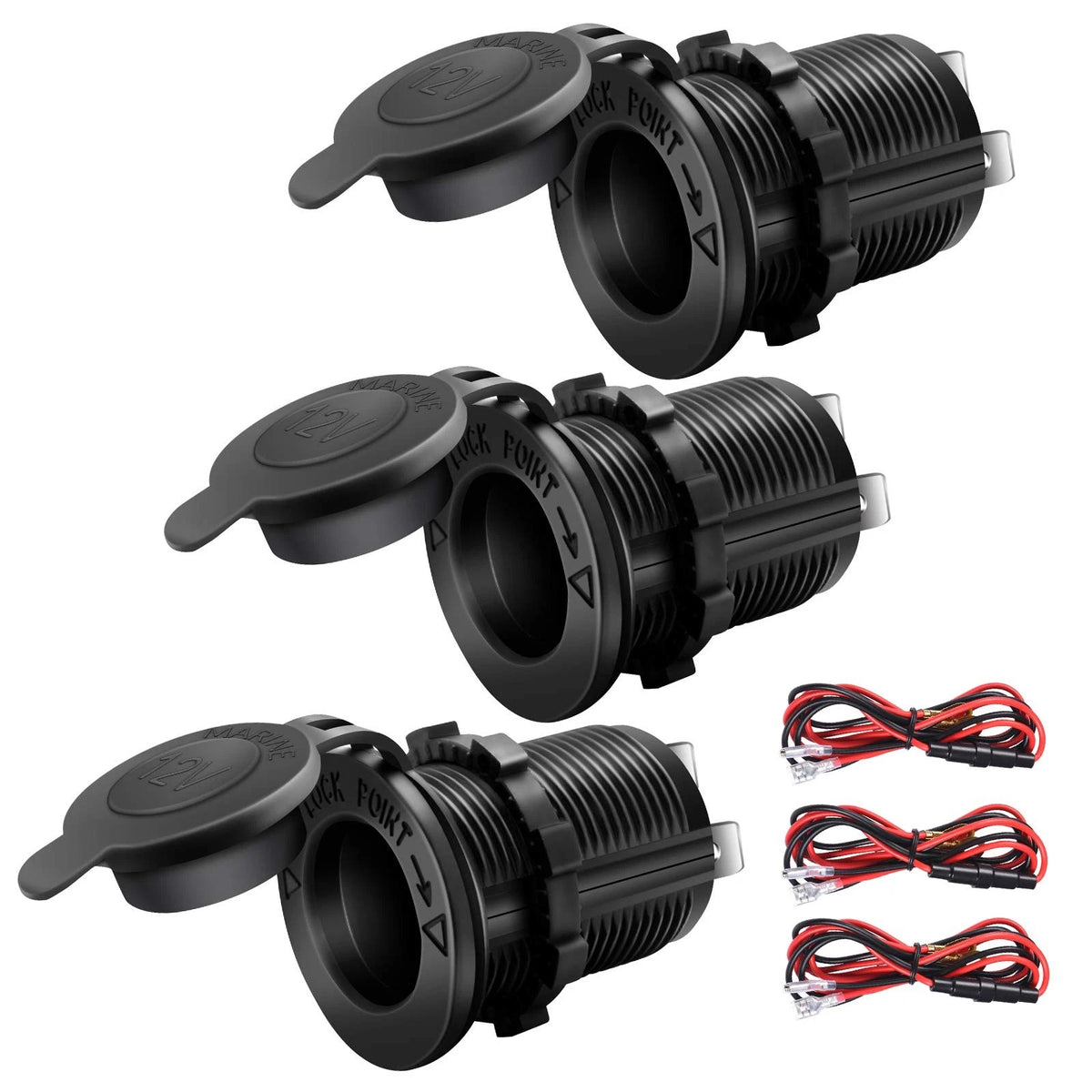 3X 12V Cigarette Lighter Socket for Car Marine Motorcycle ATV RV