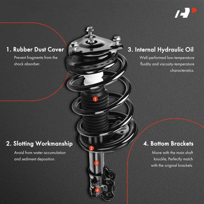 Set of 2 Front Struts w/ Coil Springs for Hyundai Elantra (2007–2010) 1333355L, 1333355R, 172306, 172305
