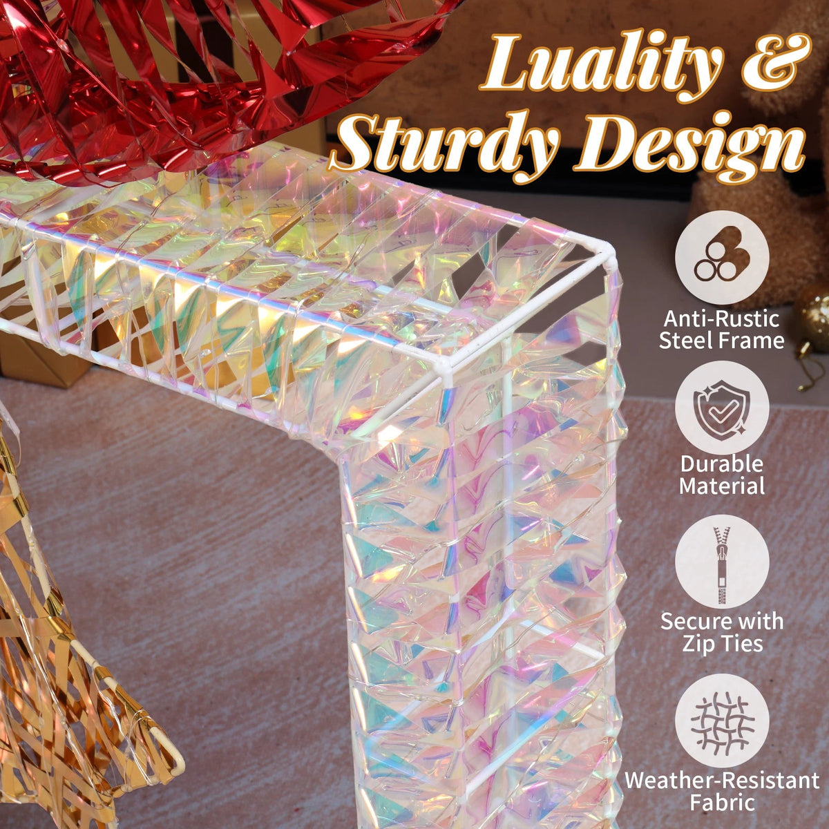 Set of 3 Lighted Iridescent Cut-out Gift Box Christmas Decorations