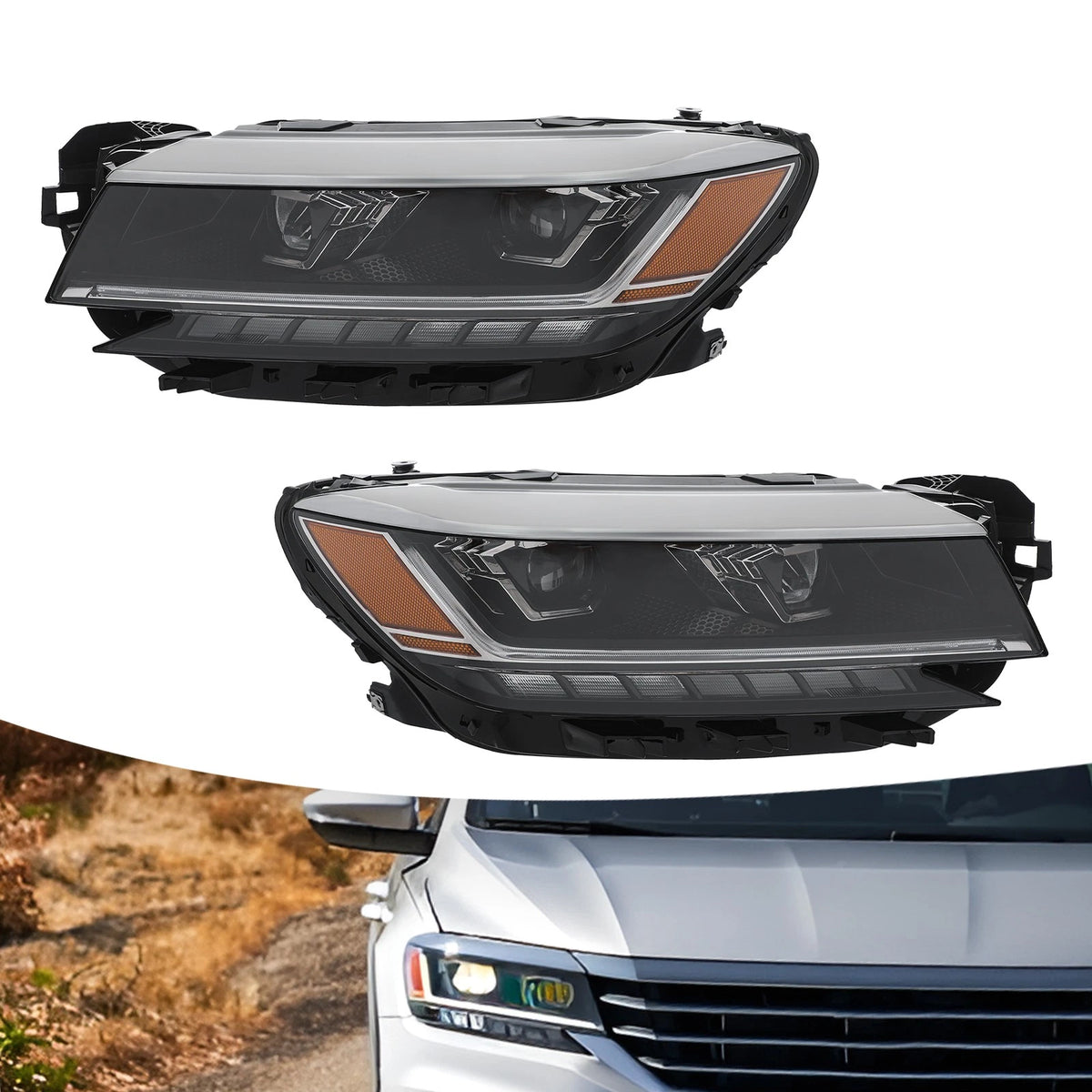 LED Headlight Headlamps for Volkswagen Passat (2020–2022) 561941081A, 561941082A Pair