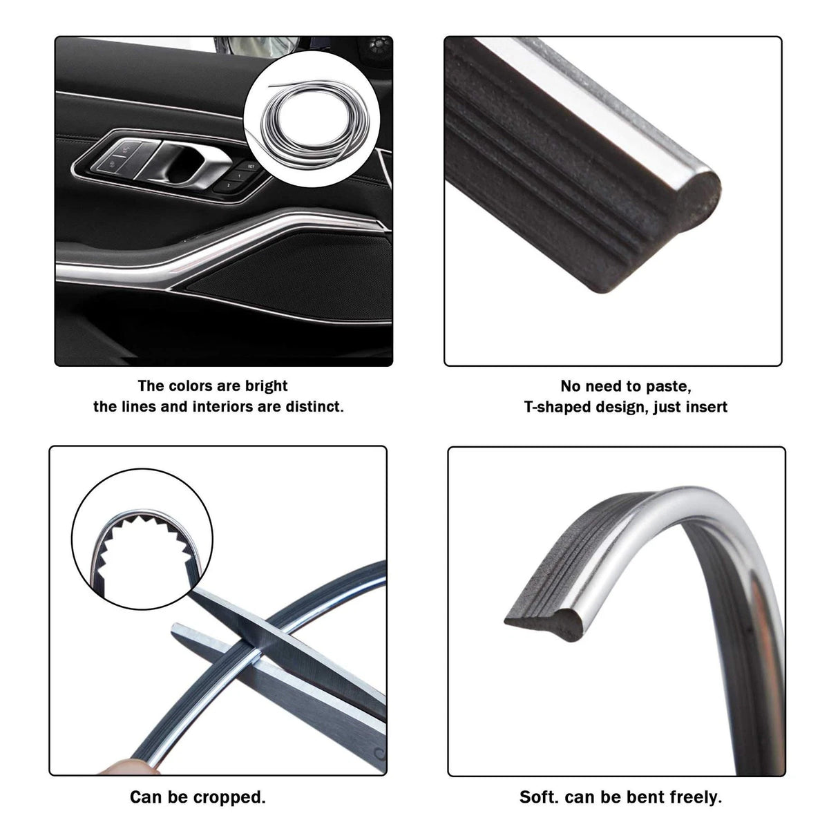 5M Silver Car Interior Moulding Strip for Universal Fit