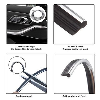 5M Silver Car Interior Moulding Strip for Universal Fit