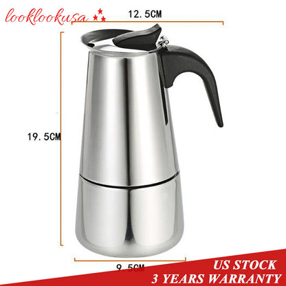 4-Cup Stainless Steel Moka Pot Espresso Maker for Stovetop