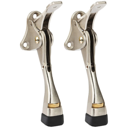 2X Kickdown Door Stopper for Adjustable Use (4 Inches) Satin Nickel