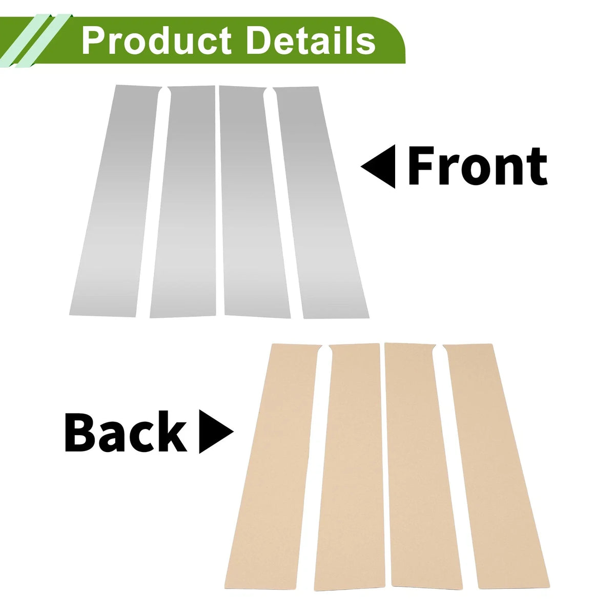Set of 4 Door Pillar Window Trim for Chevy Silverado (2014–2019) Silver Tone