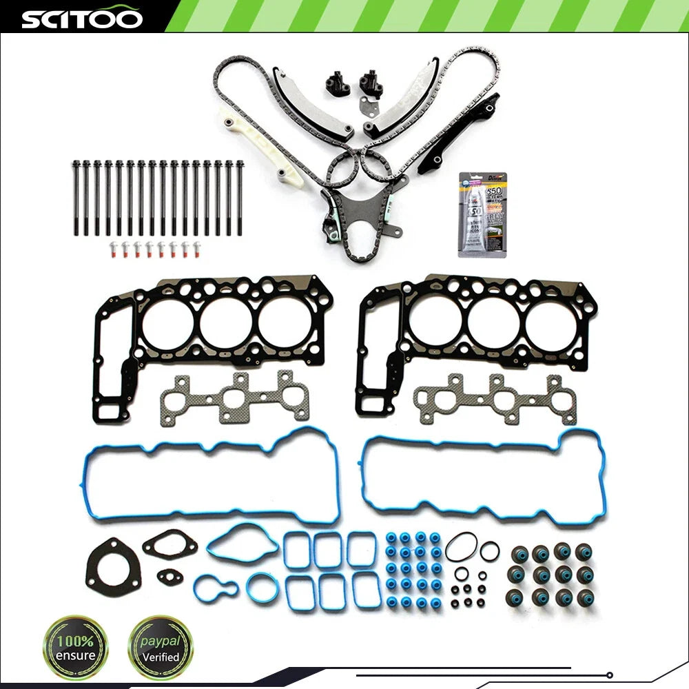 Head Gasket Bolt Set & Timing Chain Kit for Dodge Dakota Durango Grand Cherokee (2005–2009)