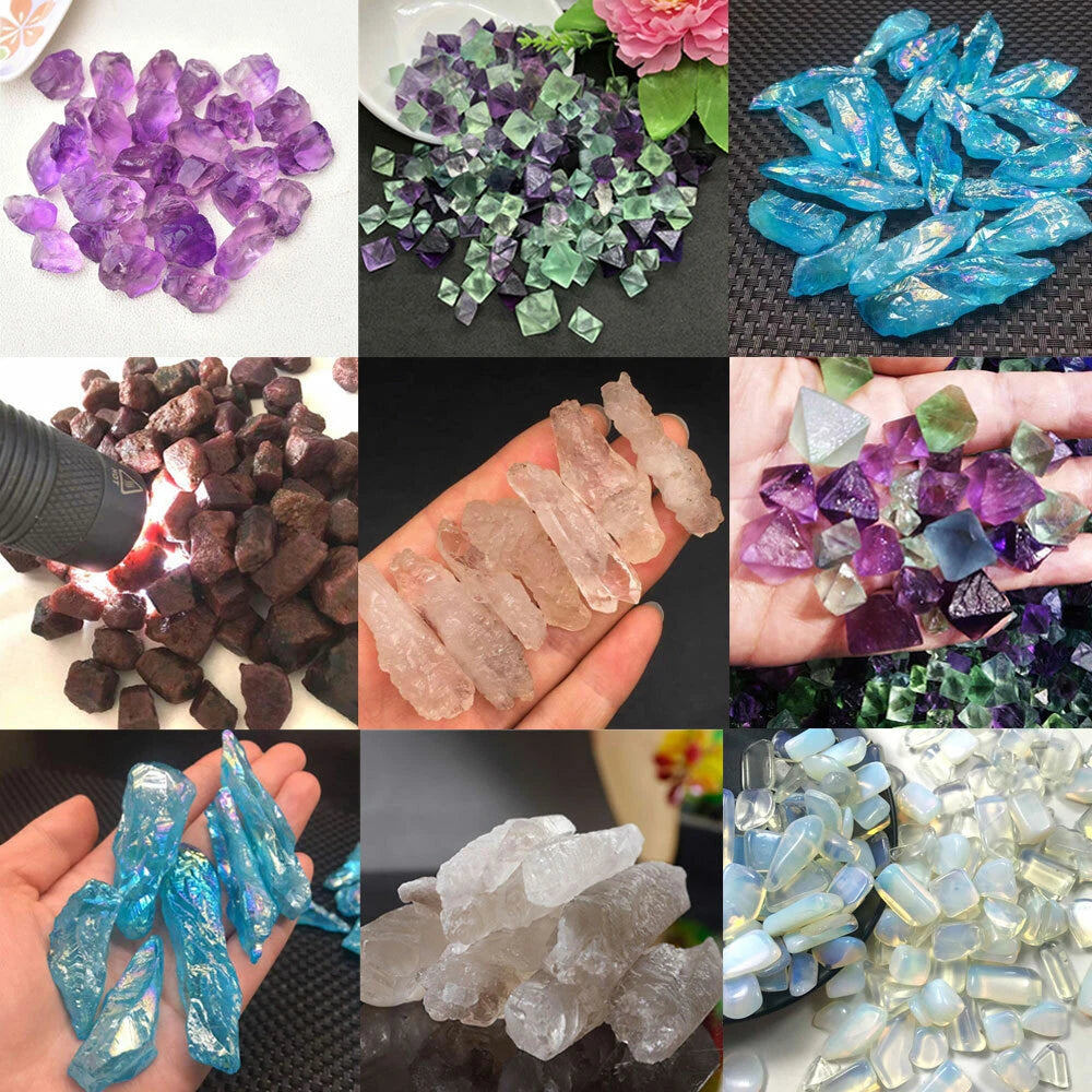 100G Lot Natural Amethyst Corundum Titanium Quartz Fluorite