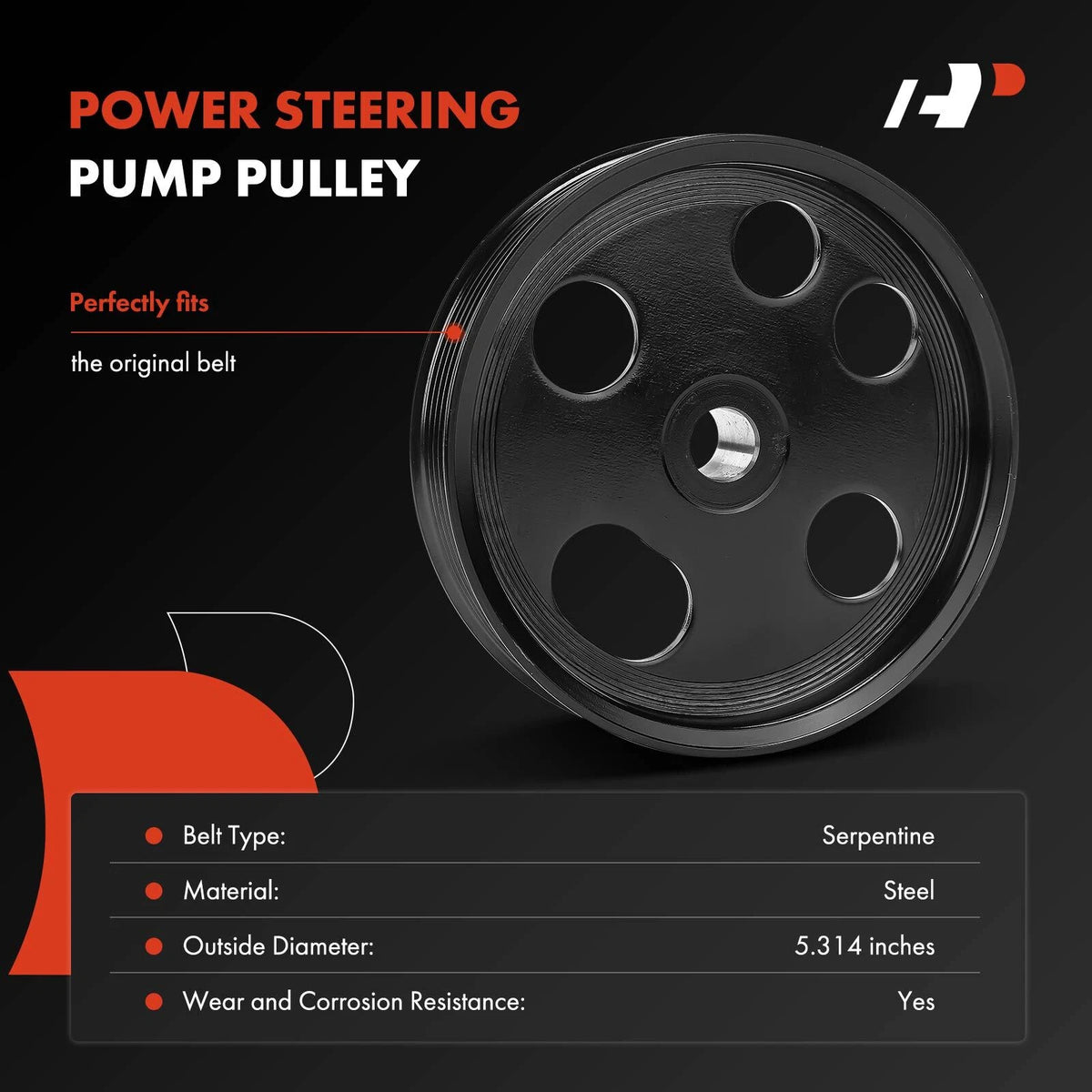 Power Steering Pump Pulley for Ford Taurus Five Hundred Mercury Sable (2005–2007) - 5F9Z3A733AA, F6DZ3A733A, 3P-25130