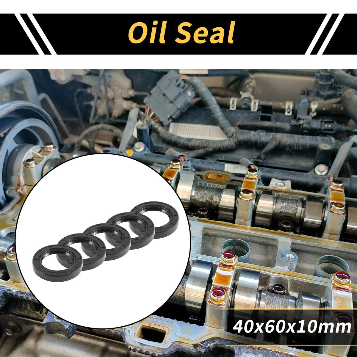 Set of 5 Oil Seal Ring 40x60x10mm NBR Rubber for Rotary Shaft