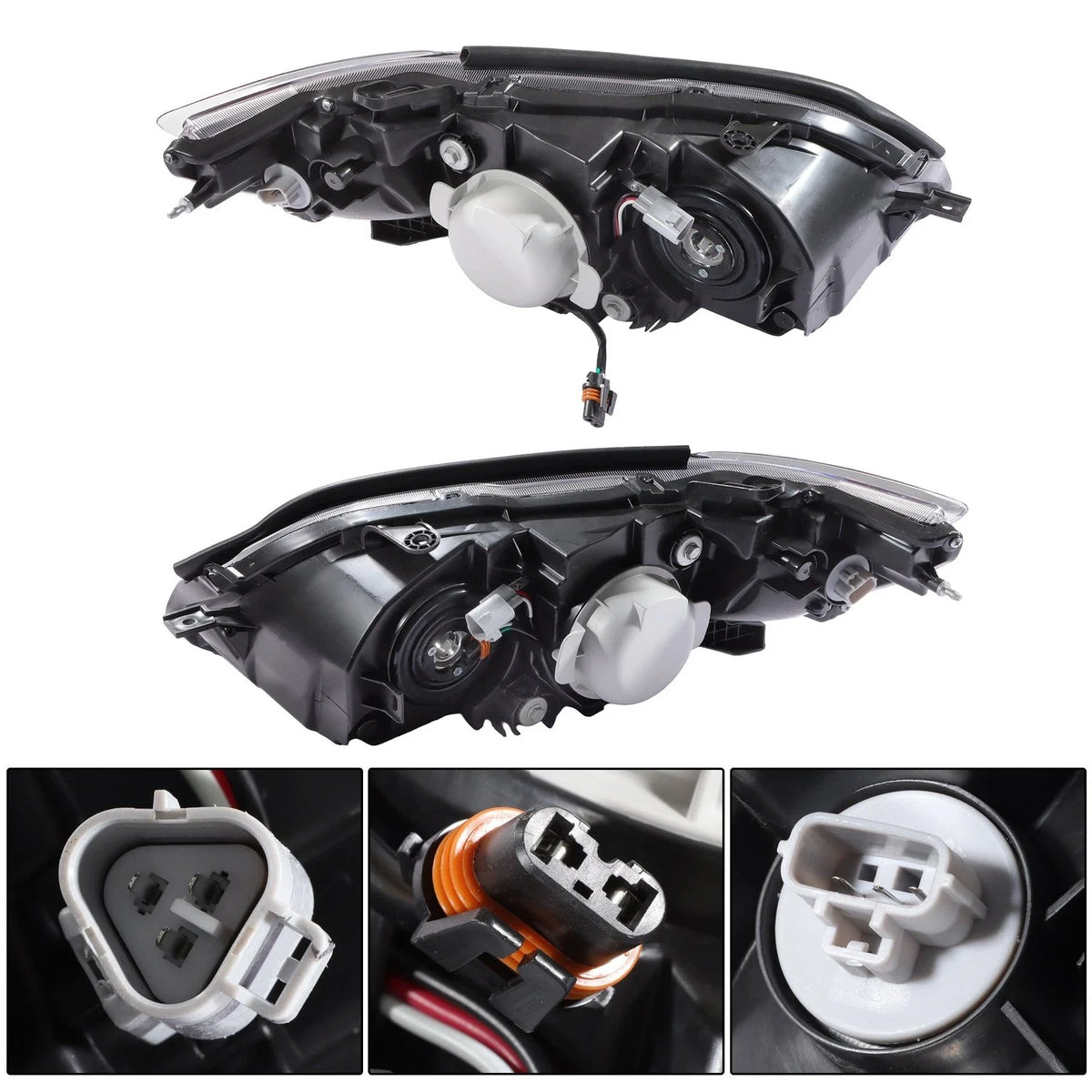 Halogen Headlight Assembly Set of 2 for Subaru Legacy (2008–2009) Black Housing