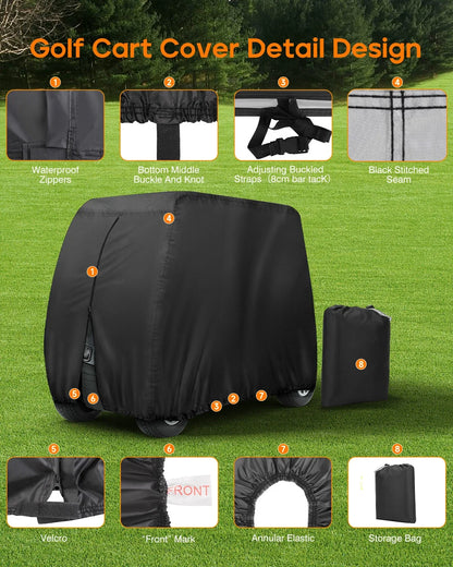 Heavy Duty Waterproof Golf Cart Cover for EZ GO Club Car Yamaha (4 Passenger)