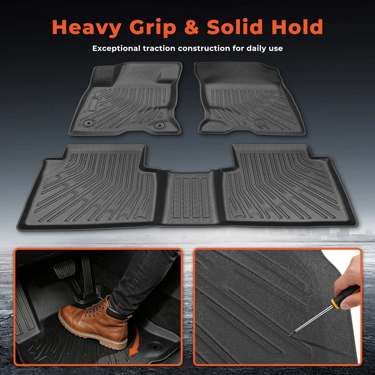 3D Black Floor Mats for Ford Escape Hybrid (2020–2026) BCK50501K