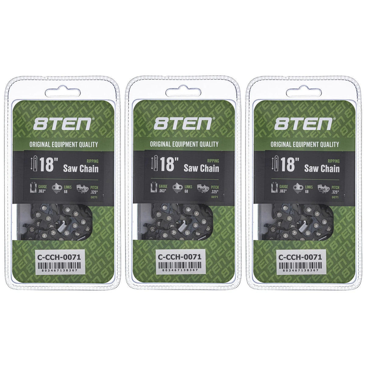 3-Pack Chainsaw Chain 18 Inch .063 .325 68DL for Homelite MS 25 CM 250 230 241