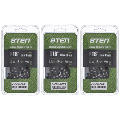 3-Pack Chainsaw Chain 18 Inch .063 .325 68DL for Homelite MS 25 CM 250 230 241