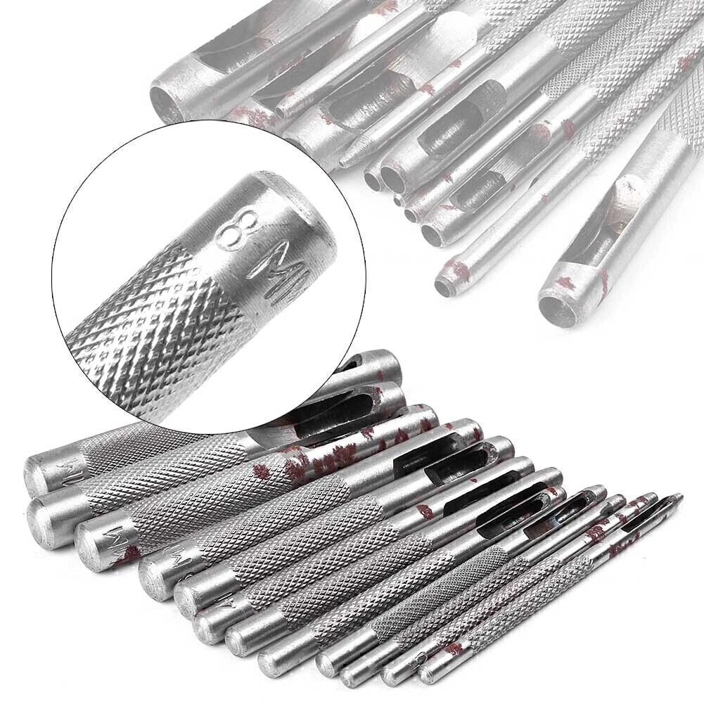 Hollow Leather Punch Set (1-9mm) for Gasket Vinyl Plastic Rubber