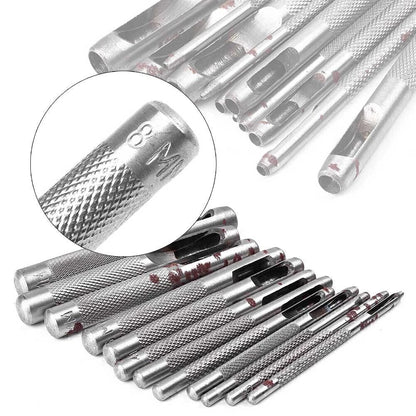 Hollow Leather Punch Set (1-9mm) for Gasket Vinyl Plastic Rubber