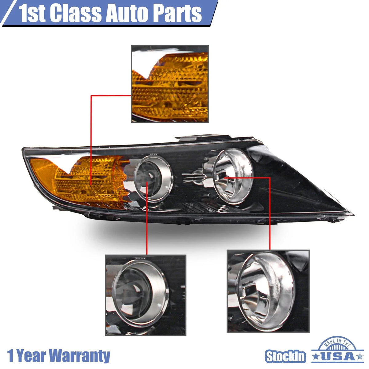 Headlight Assembly for Kia Sorento (2011–2013) Right Clear Lens KI2503143