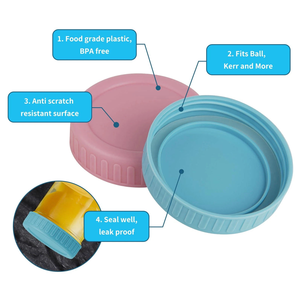 8PCS Wide Mouth Mason Jar Lids for Canning (No Part Numbers)