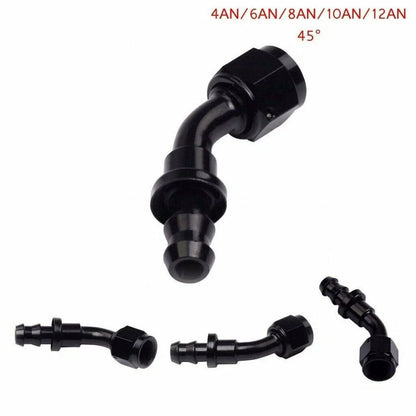 4PCS AN6 AN8 AN10 Push-On Lock Hose Aluminum 45° Elbow Fittings (2010–2015)