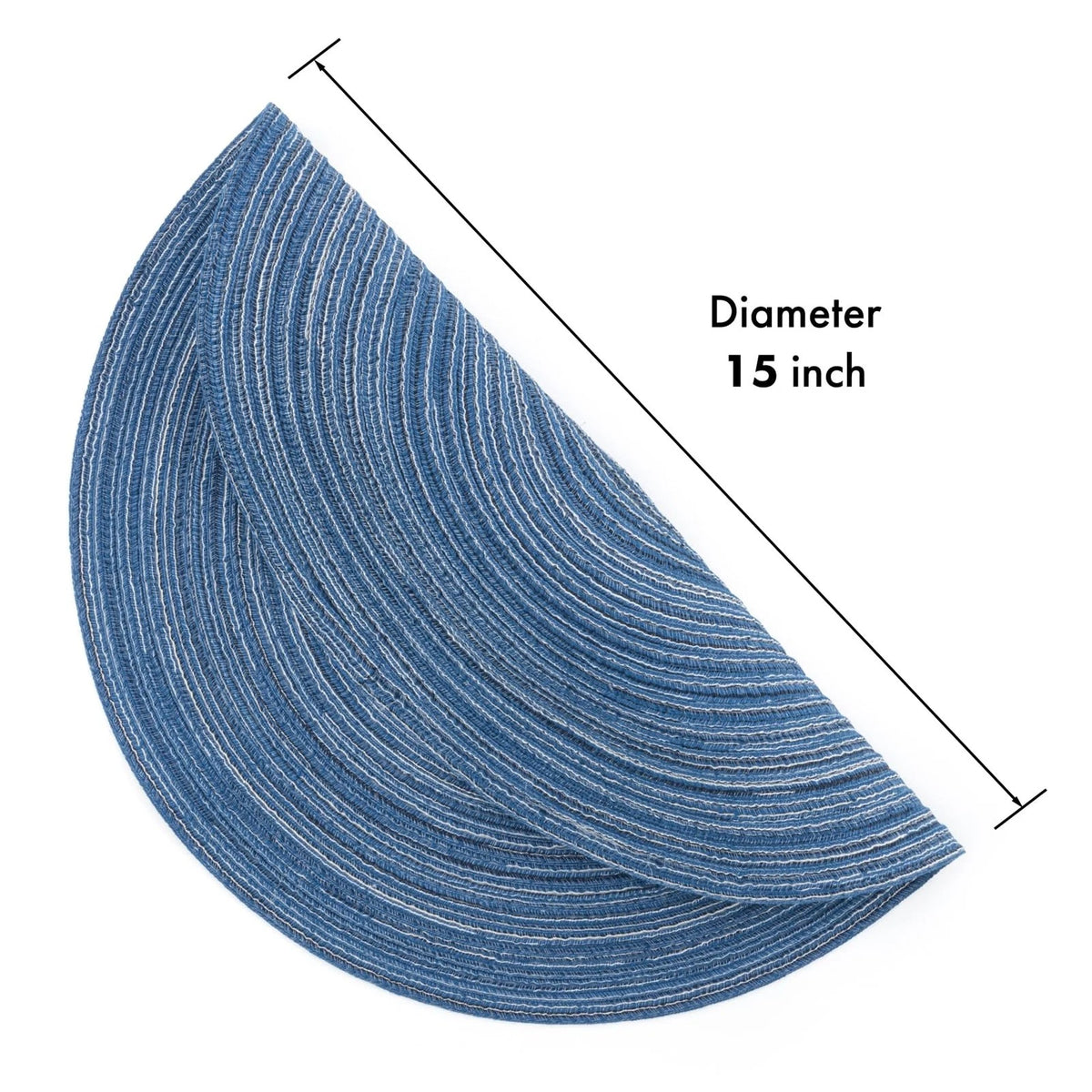 Set of 4 Round Braided Placemats for Seascape Blue (Washable)