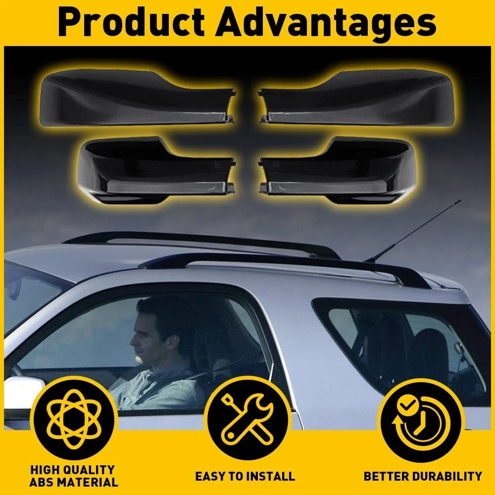 4X Black Roof Rail End Shell Cover for Toyota RAV4 (2001–2005)