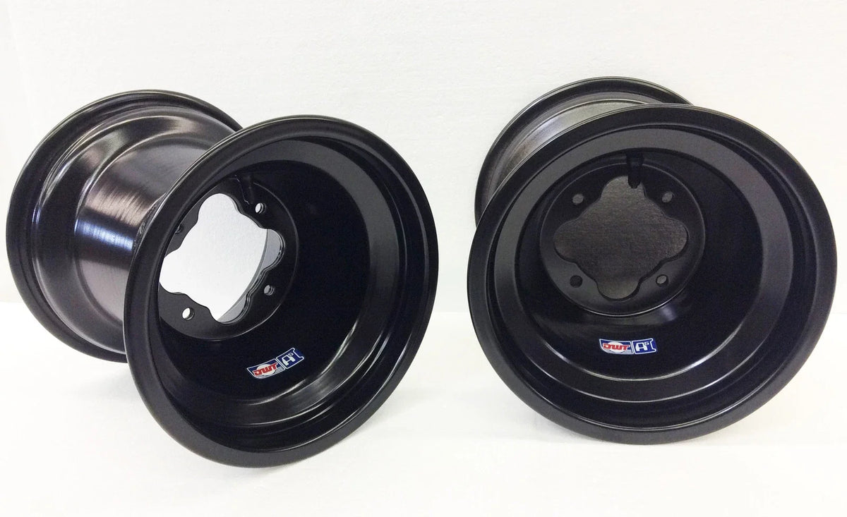 2X DWT Black A5 ATV Rear Wheel Rims 9" 9x8 4/115 for Yamaha YFZ450 Raptor 700 Banshee