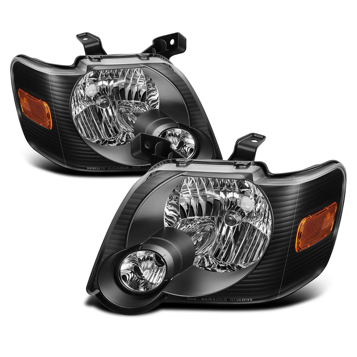 Pair of Black Housing Headlights with Amber Corner Signal for Ford Explorer (2006–2010)