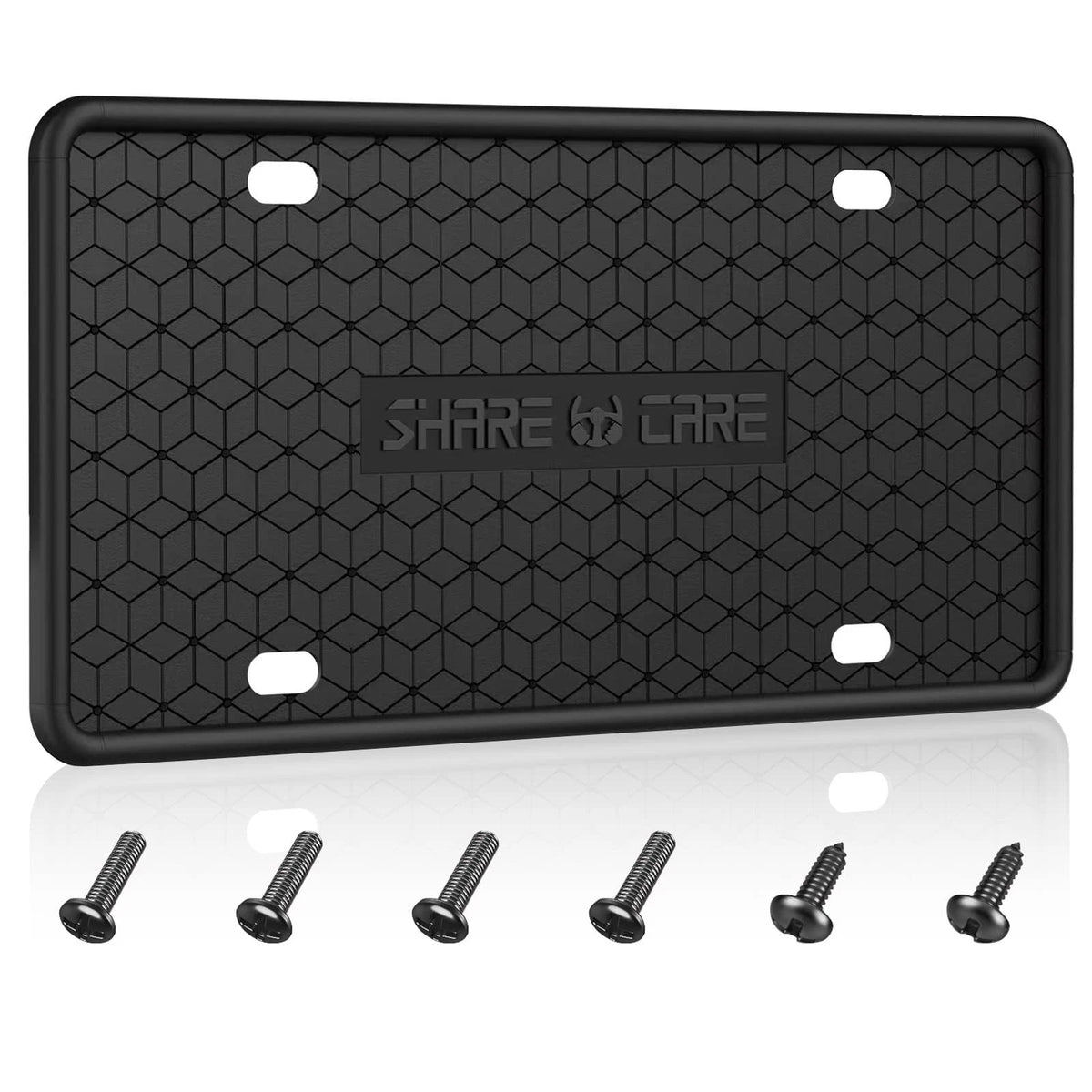 Silicone License Plate Frame for Universal Fit (1 Pack) - Black