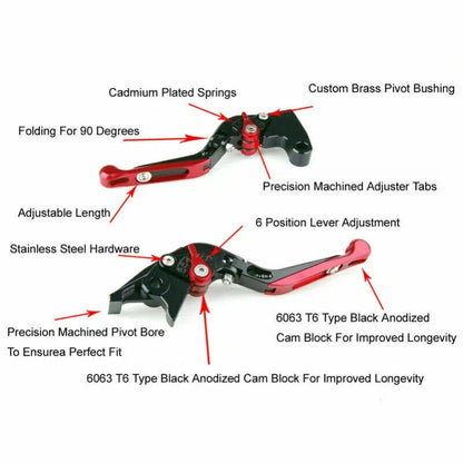 Adjustable Folding Brake Clutch Levers for R Blue T9