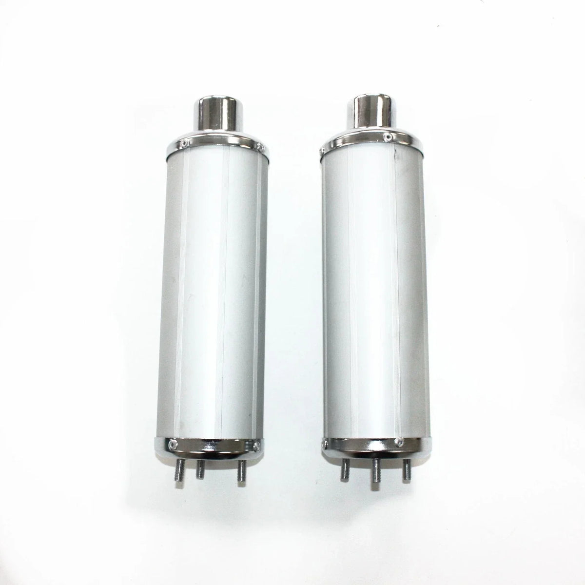 Twin Exhaust Pipe & Silver Alloy Mufflers for 110cc Dinosaur Style Quad ATV