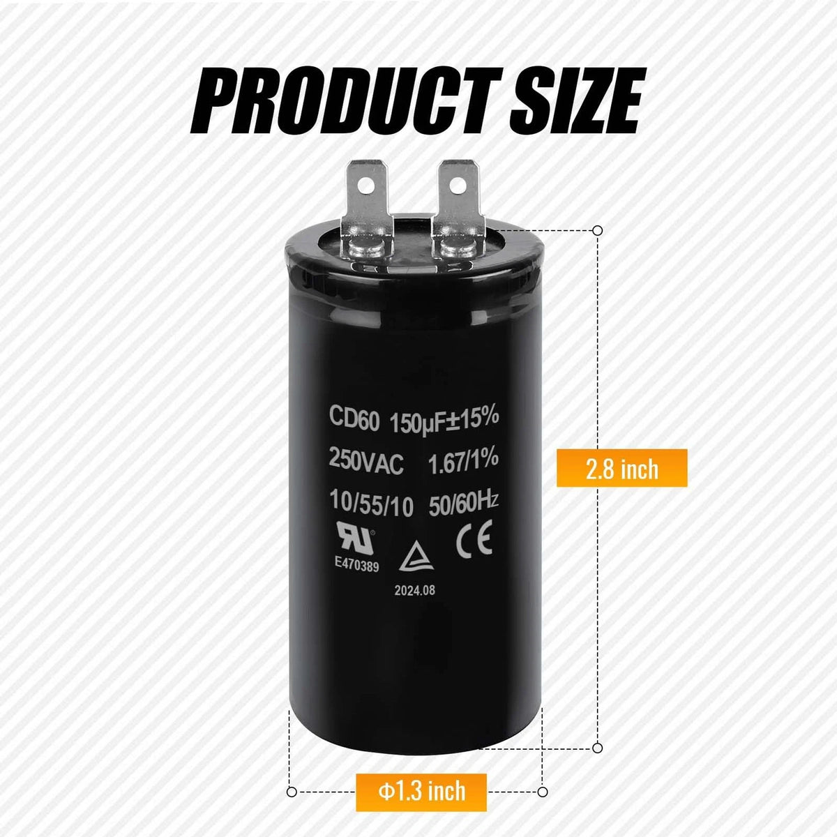 150uF Motor Start Capacitor for Electric Motors (250VAC 50/60Hz)