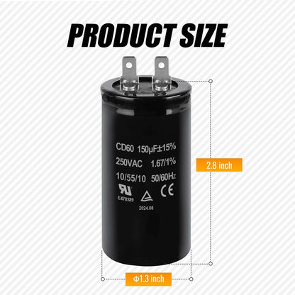 150uF Motor Start Capacitor for Electric Motors (250VAC 50/60Hz)