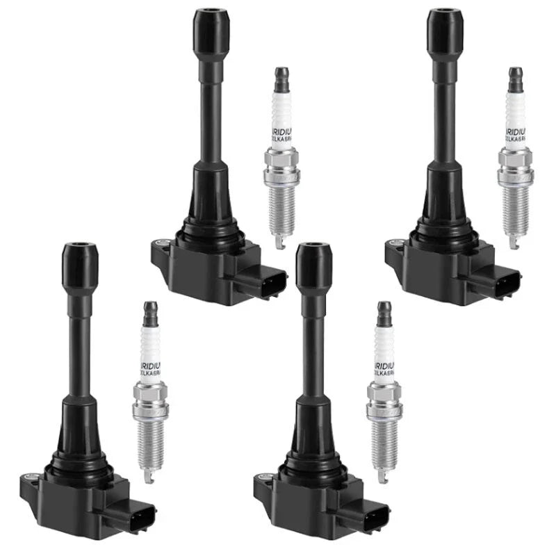 4X Ignition Coils + 4X Iridium Spark Plugs for Nissan Altima Sentra Rogue (2007–2019)