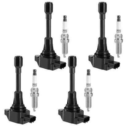 4X Ignition Coils + 4X Iridium Spark Plugs for Nissan Altima Sentra Rogue (2007–2019)