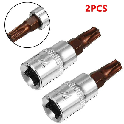 2 x 1/4 Inch Drive Steel T30 Torx Bit Sockets Alloy Steel Bit Sockets
