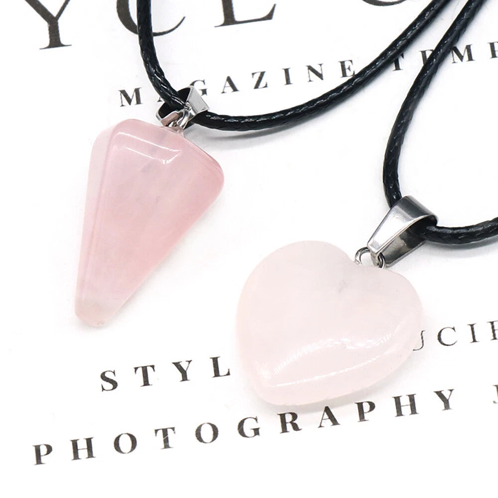 Natural Crystal Healing Stone Reiki Pendant Necklace