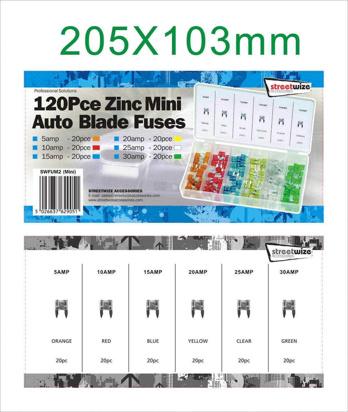 120-Piece Zinc Blade Fuse Set for Vehicles (SWFUM2)