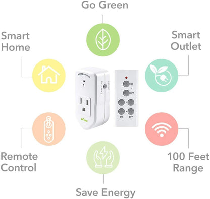 Wireless Remote Control Outlet Switch for Appliances (Long Range)