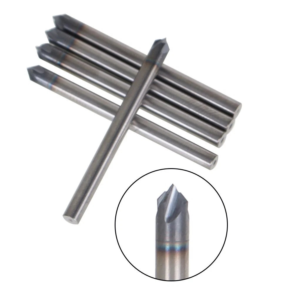 5 Pcs 1/8" 4 Flute 90 Degree Carbide Chamfer Mill (1-1/2" OAL) TiALN Coated