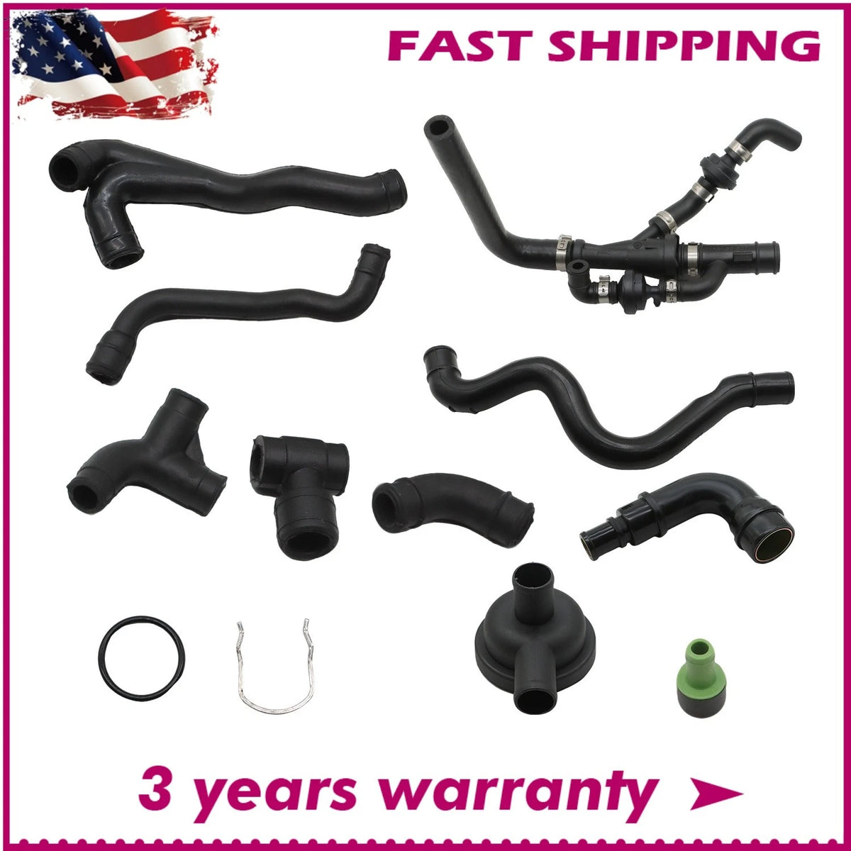 Crankcase Breather Hose Valve Kit for Audi A3 TT VW Jetta (058133753D, 06B103221P)