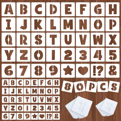 80 Pcs Letter and Number Stencils for Crafting (1 Inch & 2 Inch)