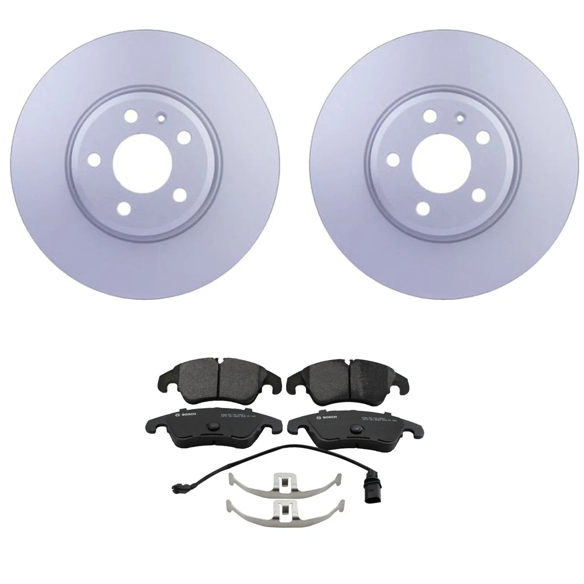 Hella Front Rotors & Bosch QuietCast Brake Pads Kit for Audi A4 A5 Q5 (2009–2020)