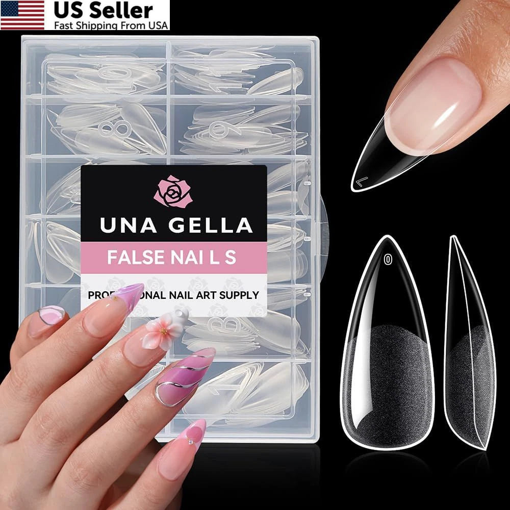 216 Clear Medium Stiletto Gel Nail Tips for Nail Art (Pack of 1)