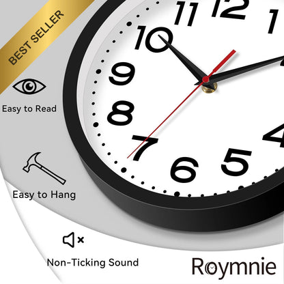 8 Inch Silent Wall Clock for Home Decor (Battery Operated, Non Ticking)