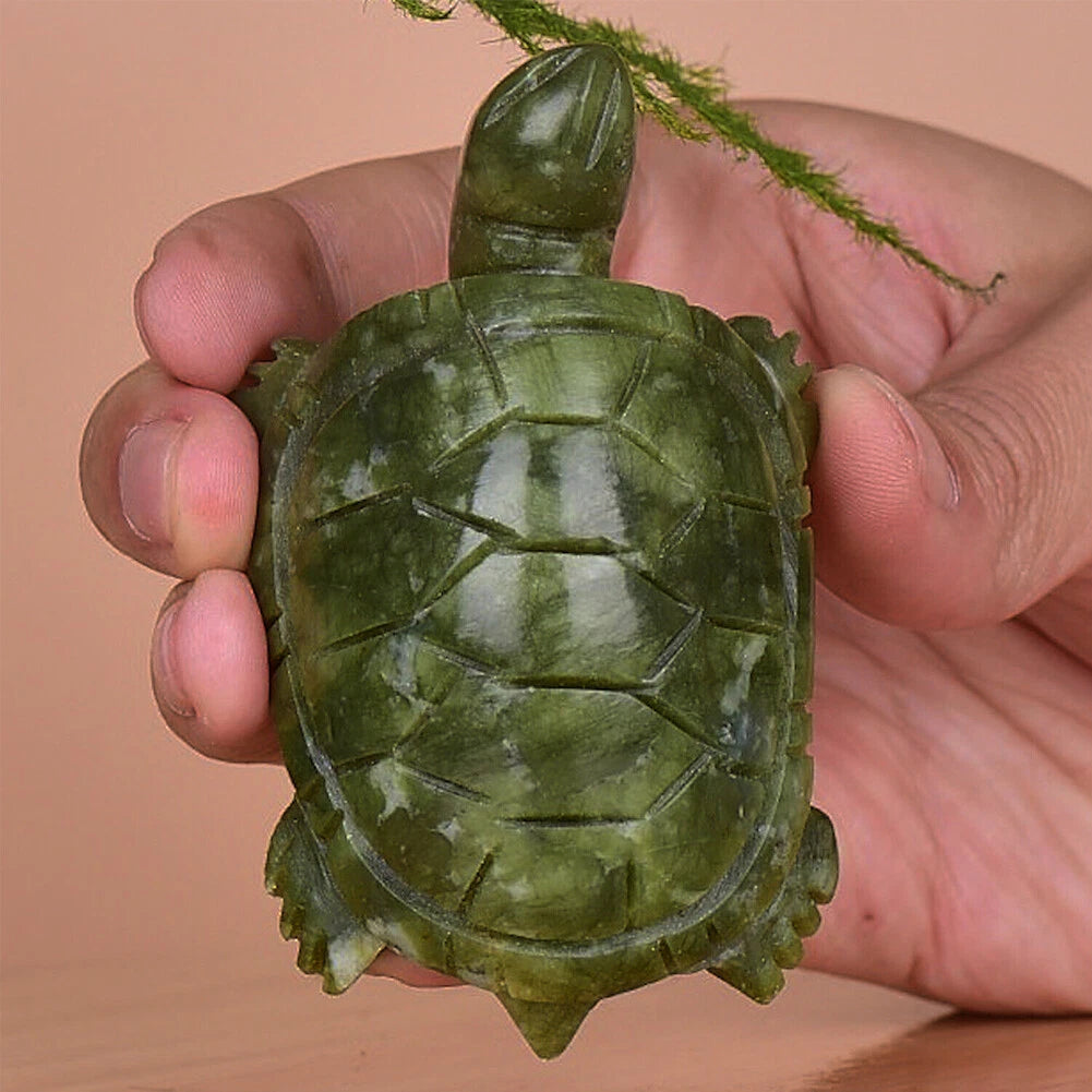 Natural Crystal Quartz Jade Turtle Carving Mineral Specimen