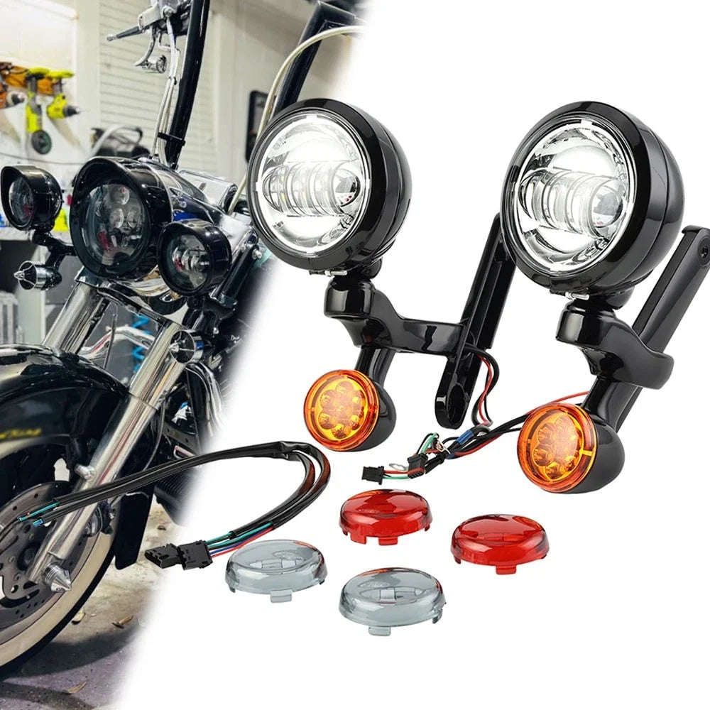 LED Fog Light Turn Signal with Bracket for Harley Street Electra Glide (2014–2023)