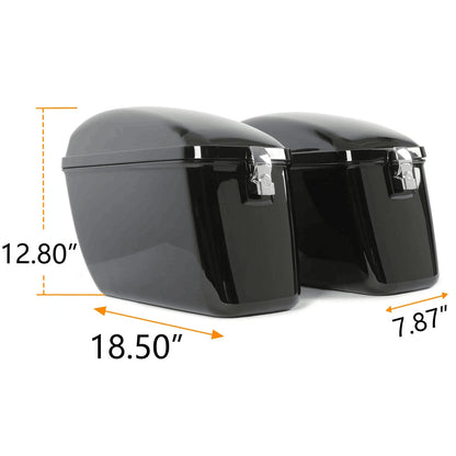 60L Black Hard Saddle Bags for Harley Dyna, Road Glide, Honda