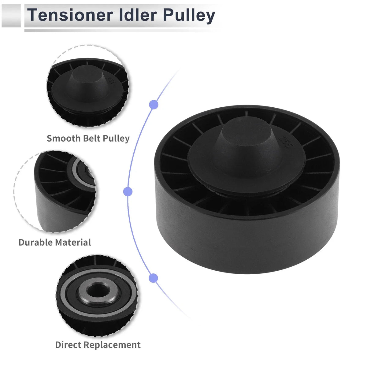 Drive Belt Idler Pulley for Volkswagen Beetle (1998–2004) No. 038145276 Plastic Black
