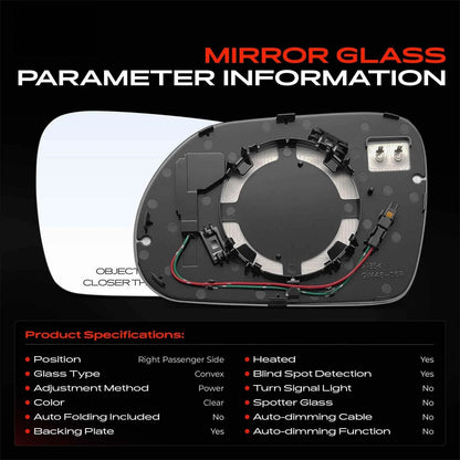 Power Mirror Glass w/ Blind Spot & Heated for Kia Soul (2020–2024) 87621K0220, KI1325139